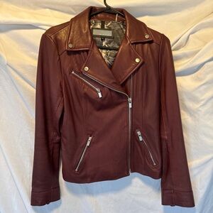 Wilsons Burgundy Wine Leather Jacket - Small